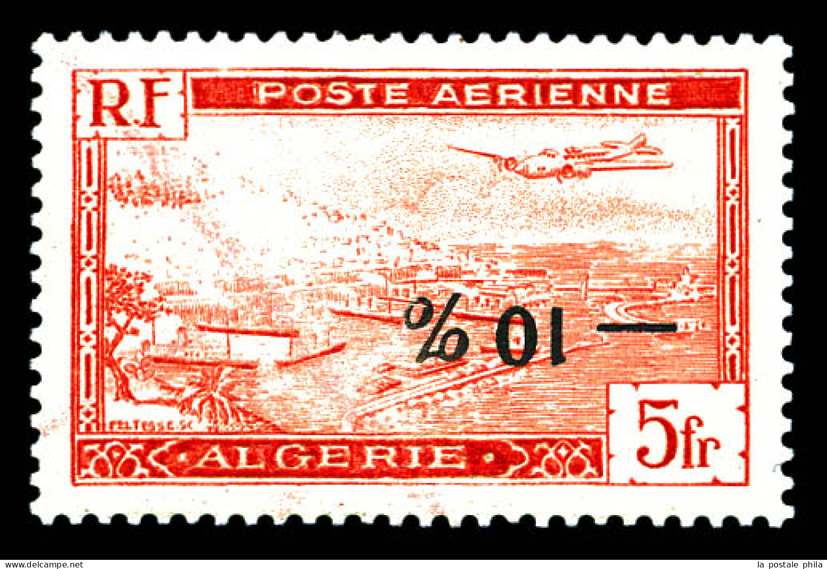 Poste Aérienne N°1Ab, 5c Rouge: Surcharge Renversée. SUP. R. (signé Scheller/certificat)  Qualité: **  Cote: 1600 Euros - Aéreo