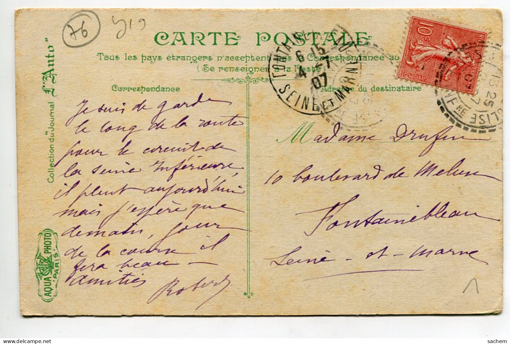 76 LONDINIERES Course Automobile Viarge Circuit De La Seine Inférieure 1907 écrite Timb Coll Journal L  Auto   D17  2023 - Londinières