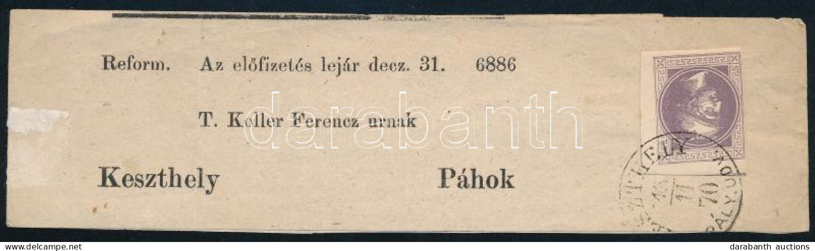 1867 Hírlapbélyeg I/c Típus Sötétlila, Teljes Címszalagon "KESZTHELY / PÁLY.UDV." Bélyegzéssel (Gudlin 700 P) (22.000) - Other & Unclassified