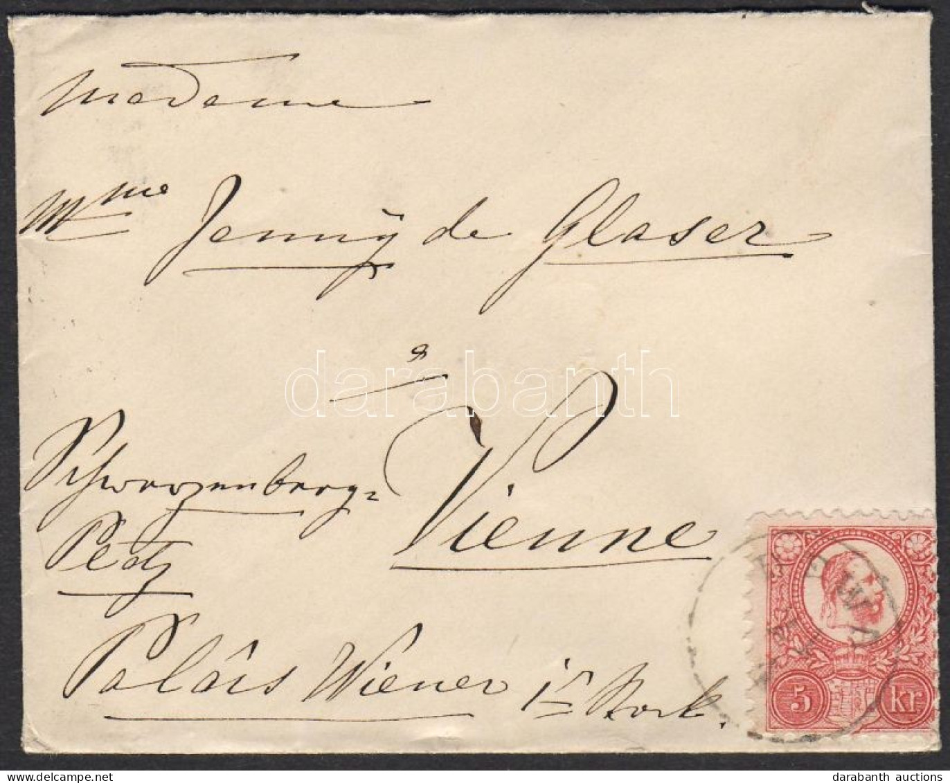 1872 Réznyomat 5kr Levélen "DEWA"-"WIEN" - Autres & Non Classés