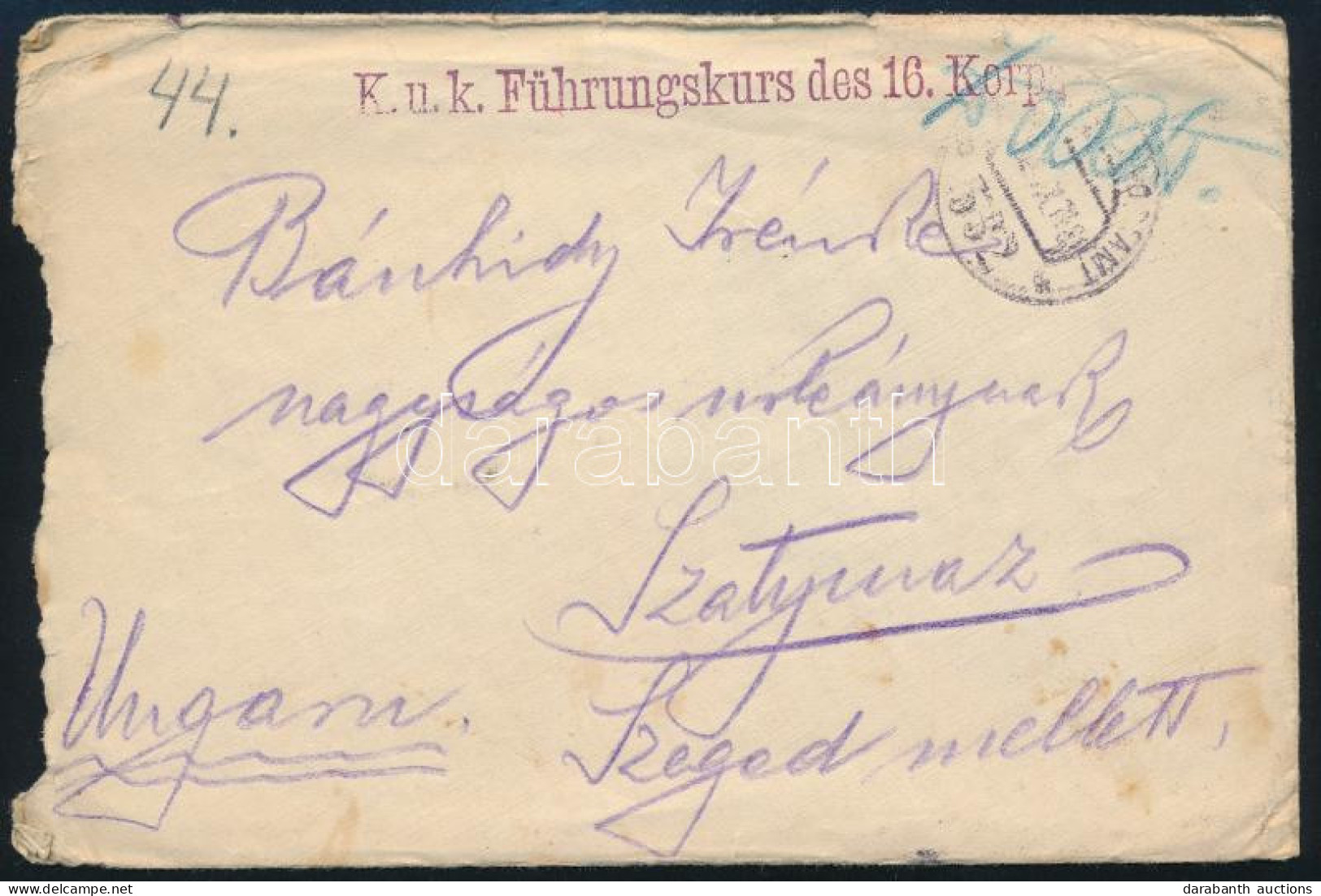 1915 Tábori Posta Levél / Field Post Cover "K.u.K. Führungskurs Des 16. Korps" + "EP 532" - Sonstige & Ohne Zuordnung