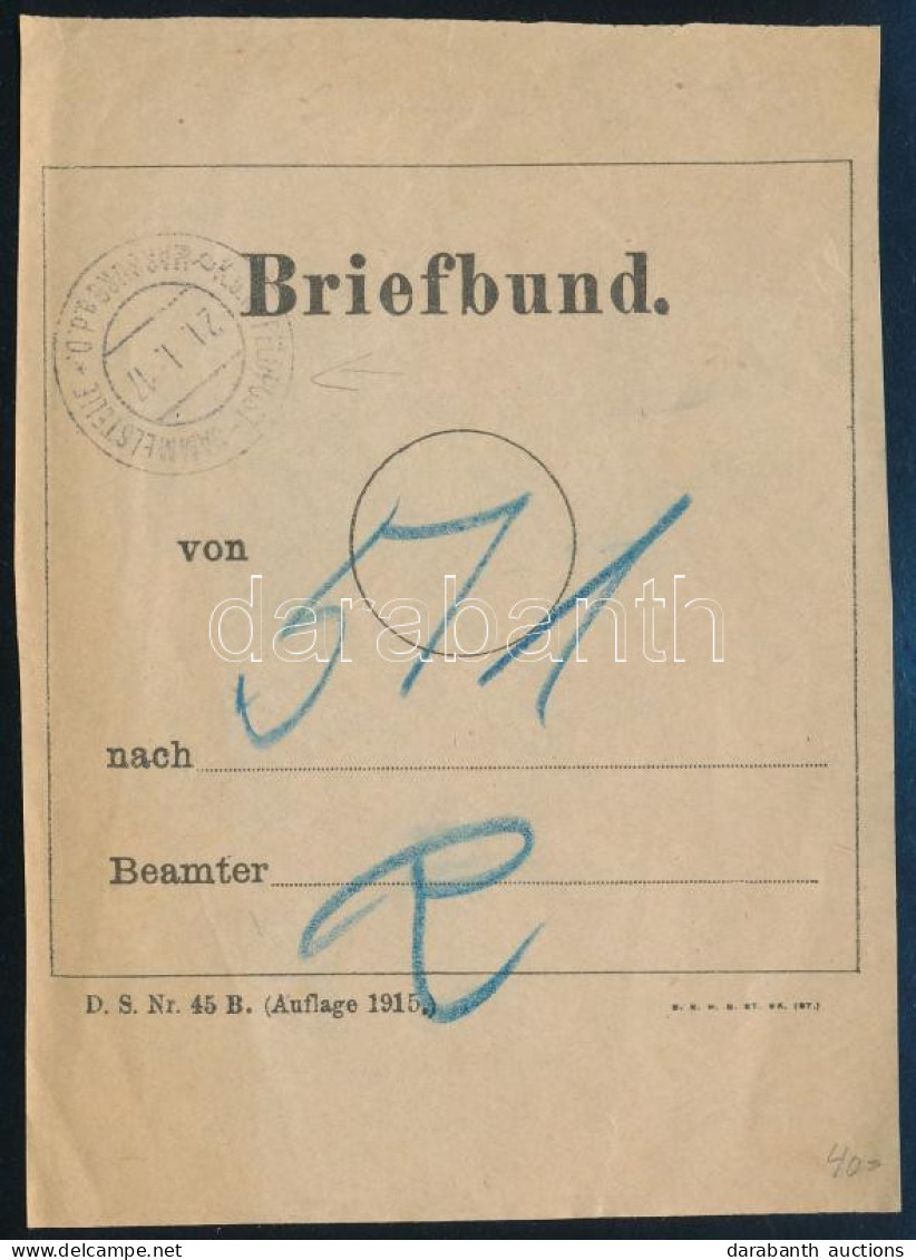 1917 Levélköteg Címzés " FELDPOST-SAMMERSTELLE MARBURG A. D. D." - Sonstige & Ohne Zuordnung