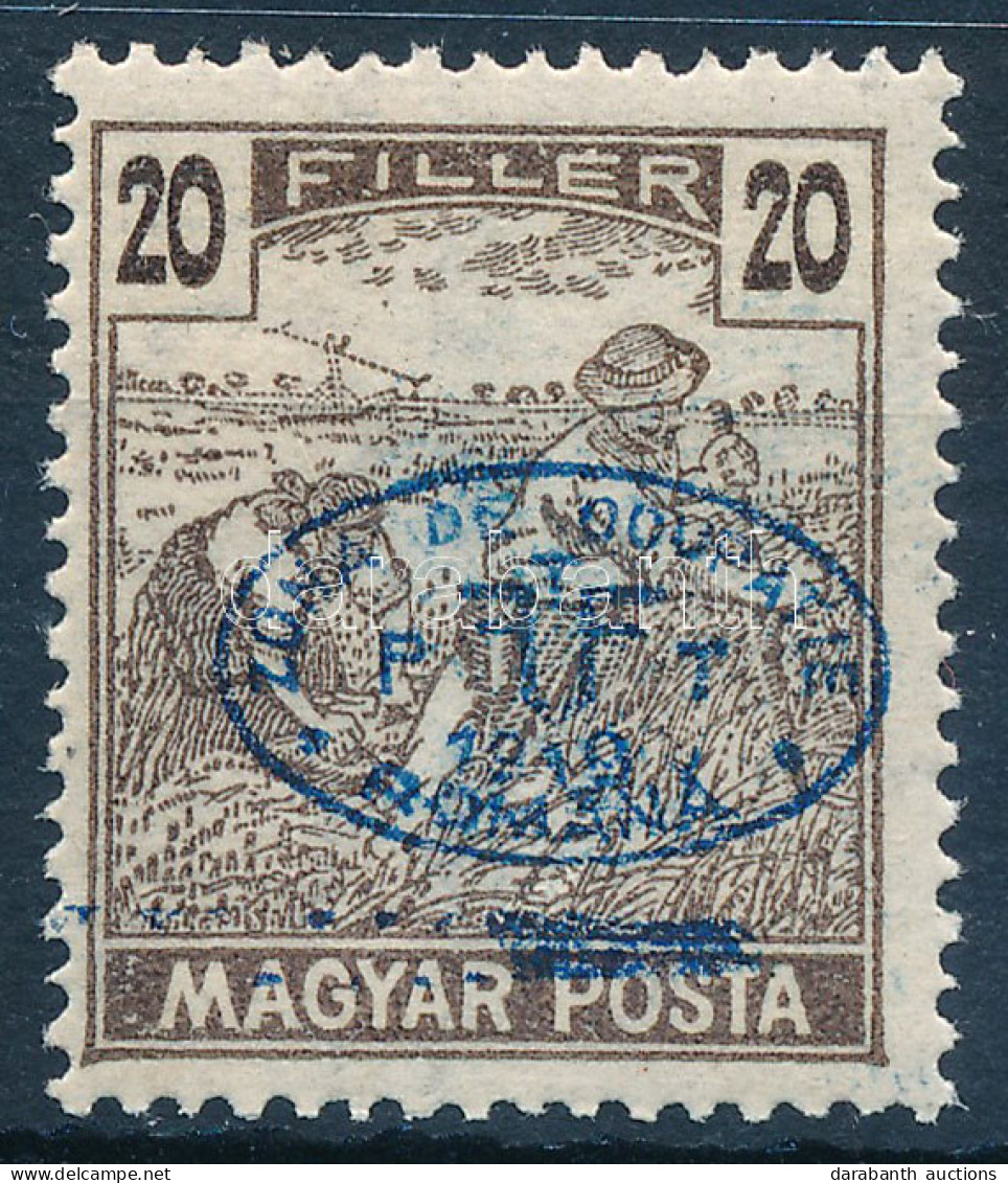 ** Debrecen I. 1919 Magyar Posta 20f Nagy Kék Festékfolttal, Bodor Vizsgálójellel - Other & Unclassified