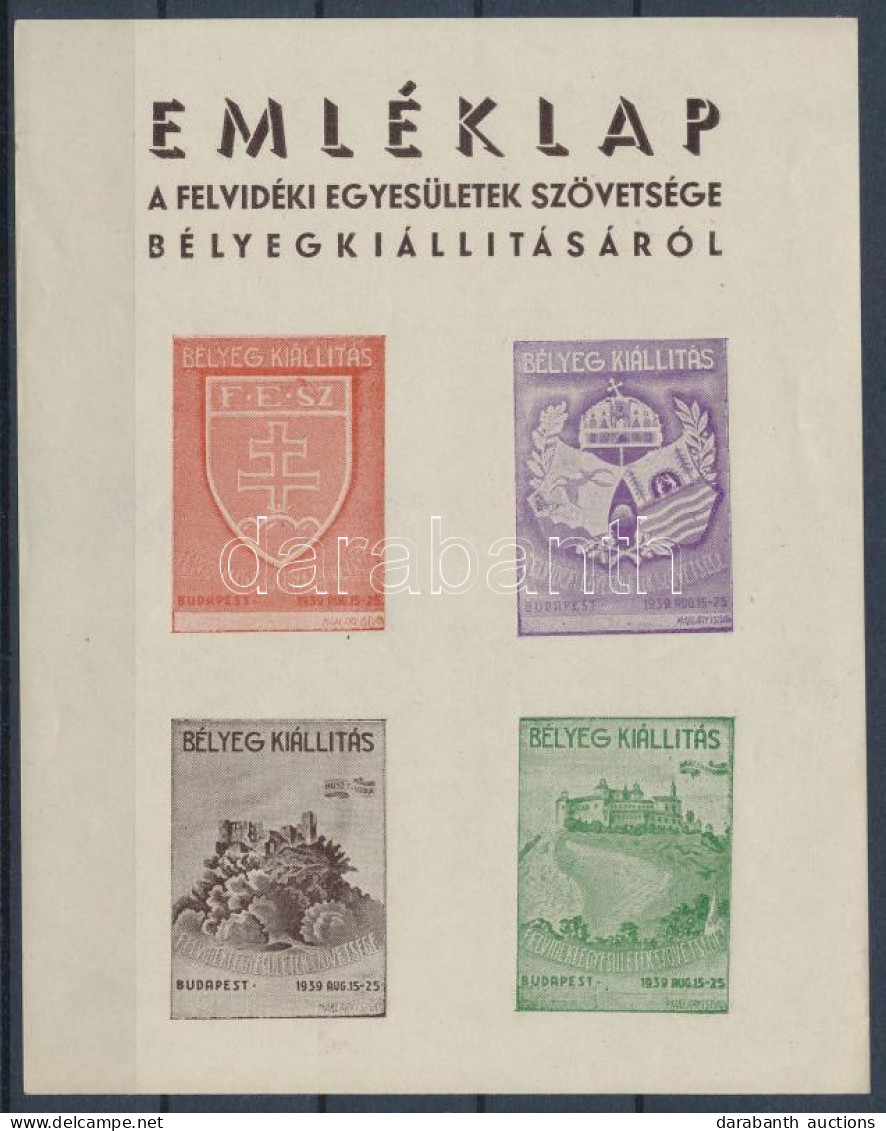 O 1939/4b Felvidéki Egyesületek Szövetsége Bélyegkiállítás Vágott Emlékív / Souvenir Sheet - Sonstige & Ohne Zuordnung