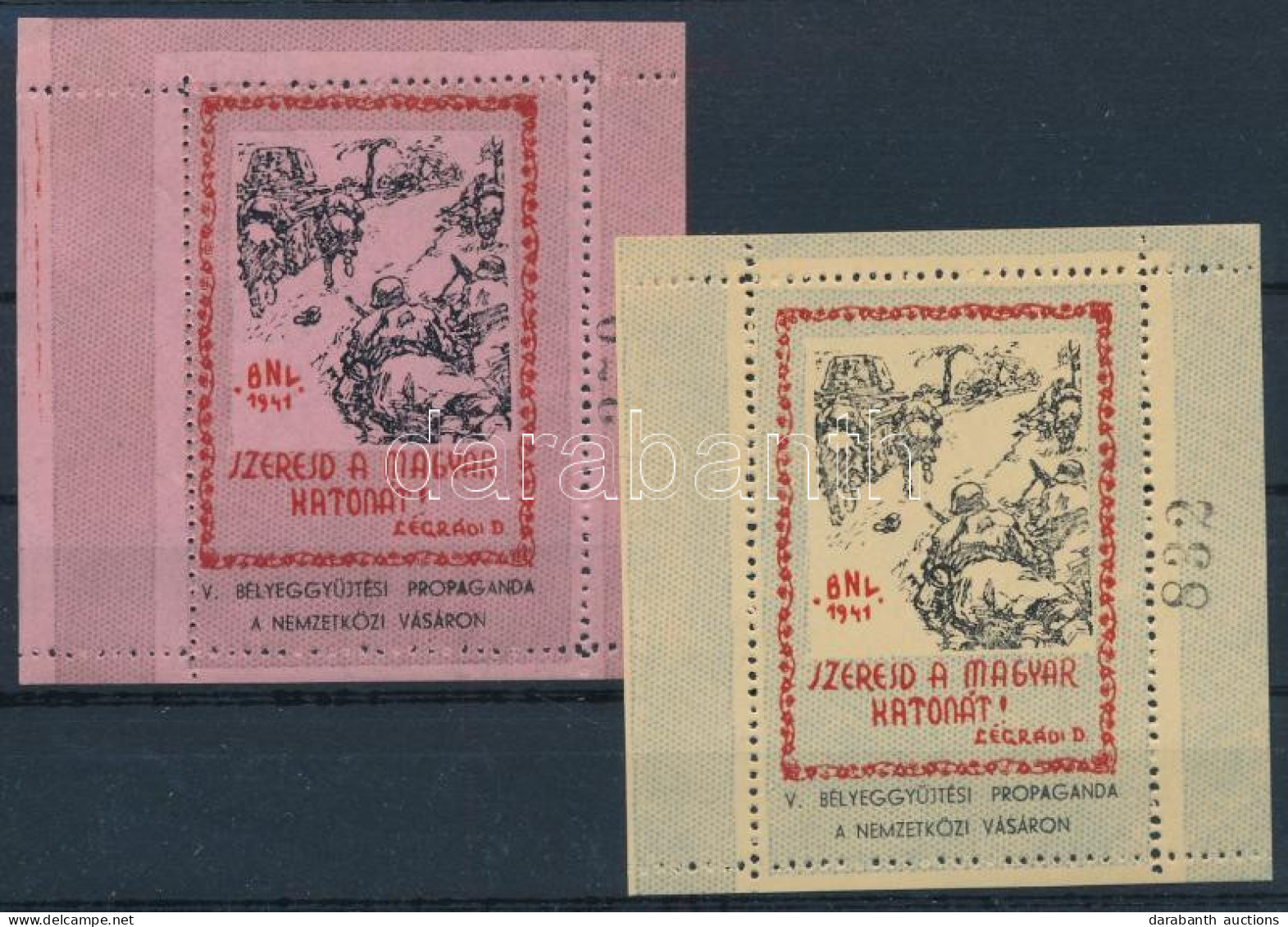 ** 1941/9aaaa I. + 9bba Magyar Honvéd Emlékív Pár (16.000) / Souvenir Sheet Pair - Altri & Non Classificati