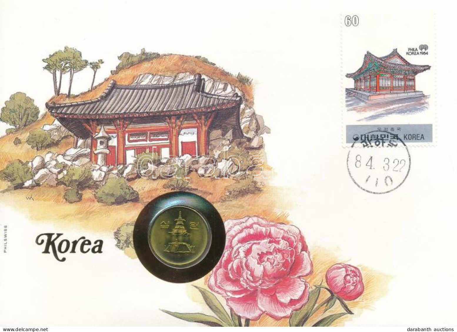 Dél-Korea 1985. 10W Cu Felbélyegzett Borítékban, Bélyegzéssel, Német Nyelvű Tájékoztatóval T:UNC South Korea 1985. 10 Wo - Unclassified