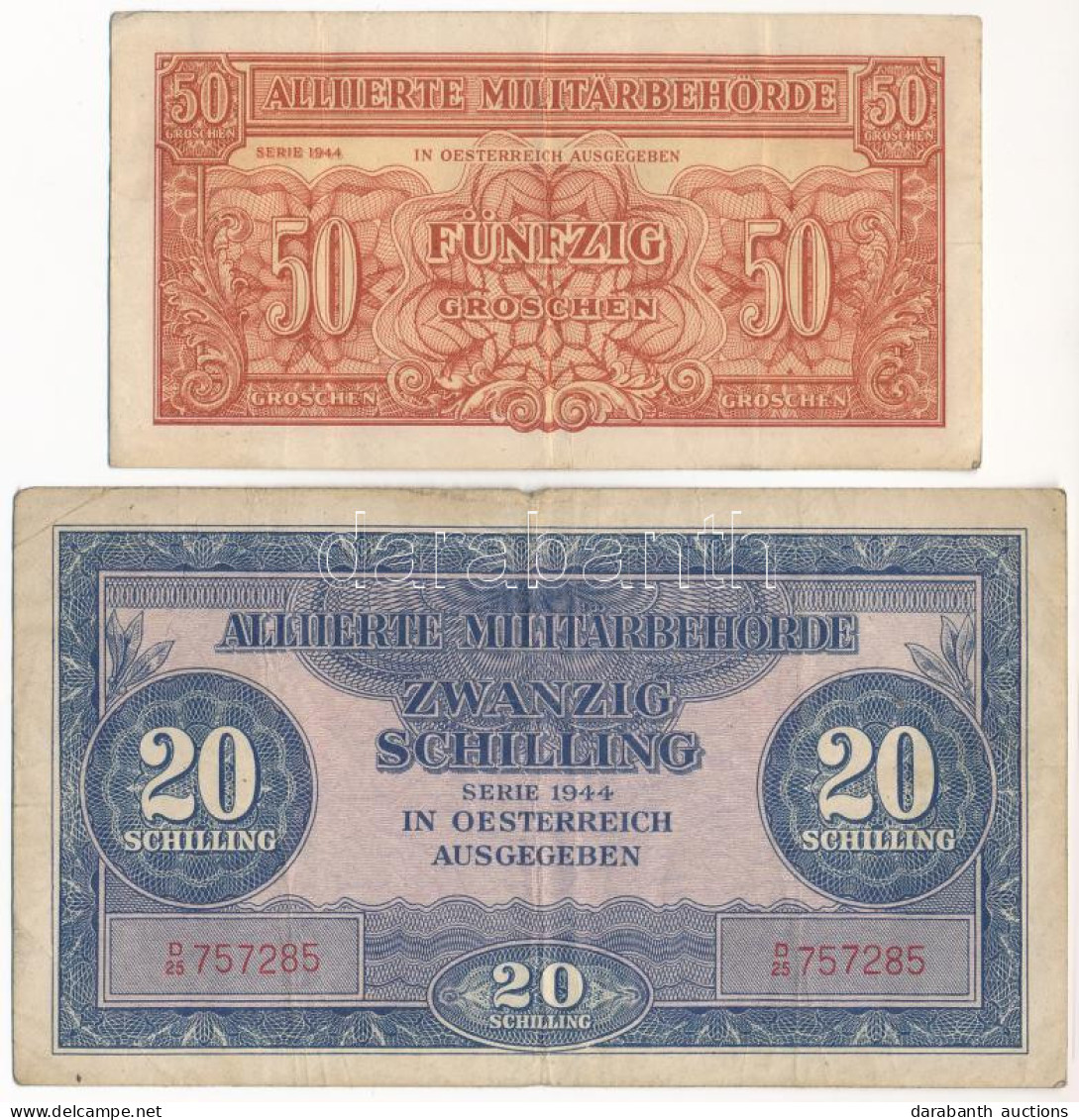 Ausztria / Szövetséges Megszállás 1944. 50gr + 20Sch T:F Austria / Allied Occupation 1944. 50 Groschen + 20 Schilling C: - Unclassified