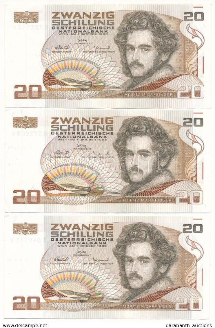 Ausztria 1985. 20Sch (3x) T:VF,F Szép Papír Austria 1985. 20 Schilling (3x) C:VF,F Nice Paper - Ohne Zuordnung