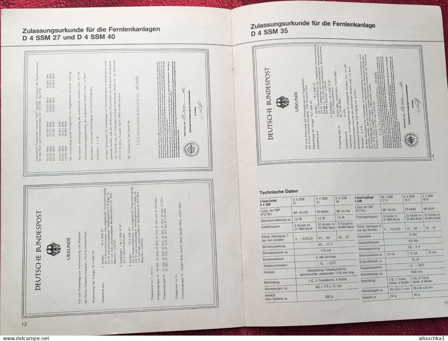 Notice remote control-D4 SSM 4- Kanal-Fern-lenks-Graupner-Grundig electronic-operating instructions-manette téléguidage-