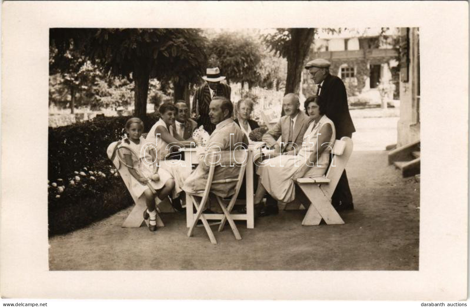 * T2 Csíz, Csízfürdő, Kúpele Cíz; Kártyázás A Kertben, Családi Fotó / Playing Card Games In The Garden, Family Photo. Fo - Ohne Zuordnung