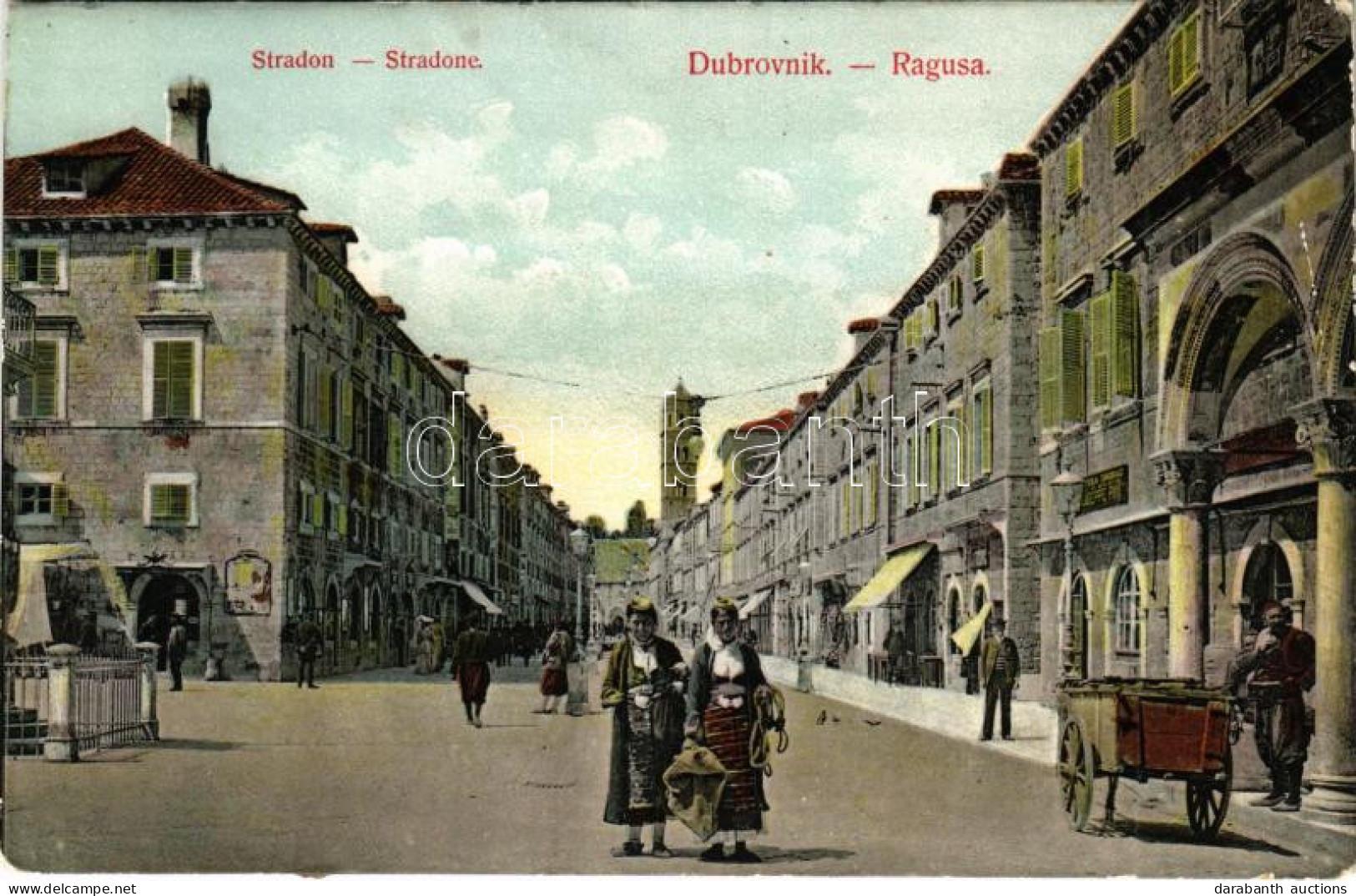 ** T3/T4 Dubrovnik, Ragusa; Stradon, Teka Drobac, Giuseppe Pini / Utca és üzletek. Divald Károly 1897-1908. / Street, Sh - Non Classés