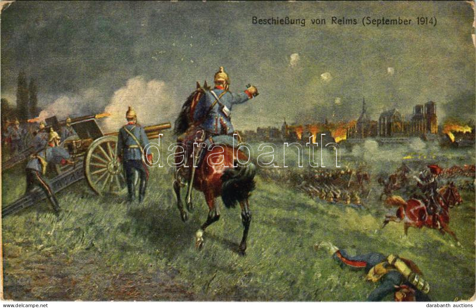 ** T2/T3 Beschießung Von Reims (September 1914). Offizielle Postkarte Für Das Rote Kreuz, Kriegsfürsorgeamt Und Kriegshi - Non Classés