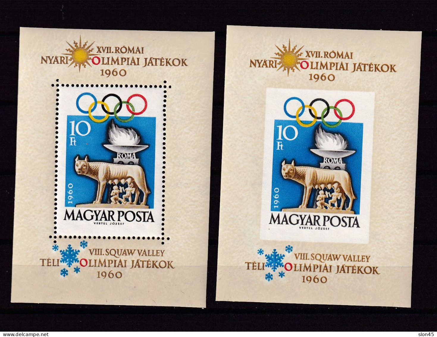 Hungary 1960 2 Sheets Perf+Imperf MNH CV 80 Euro Olympics Rome 15740 - Zomer 1960: Rome