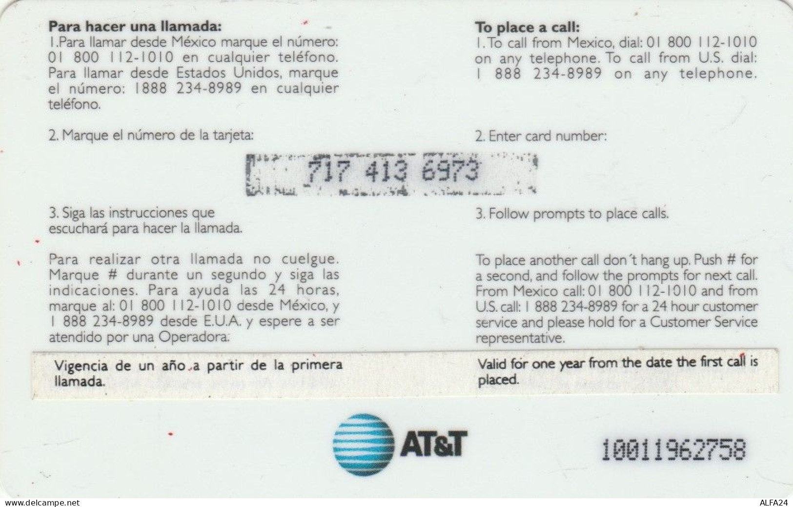 PREPAID PHONE CARD STATI UNITI AT-T (CK3681 - AT&T