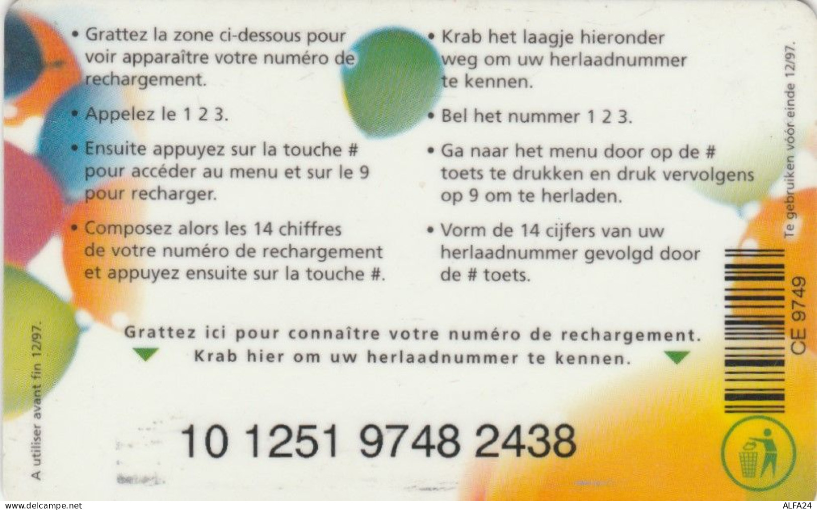 PREPAID PHONE CARD BELGIO (CK3542 - Cartes GSM, Recharges & Prépayées