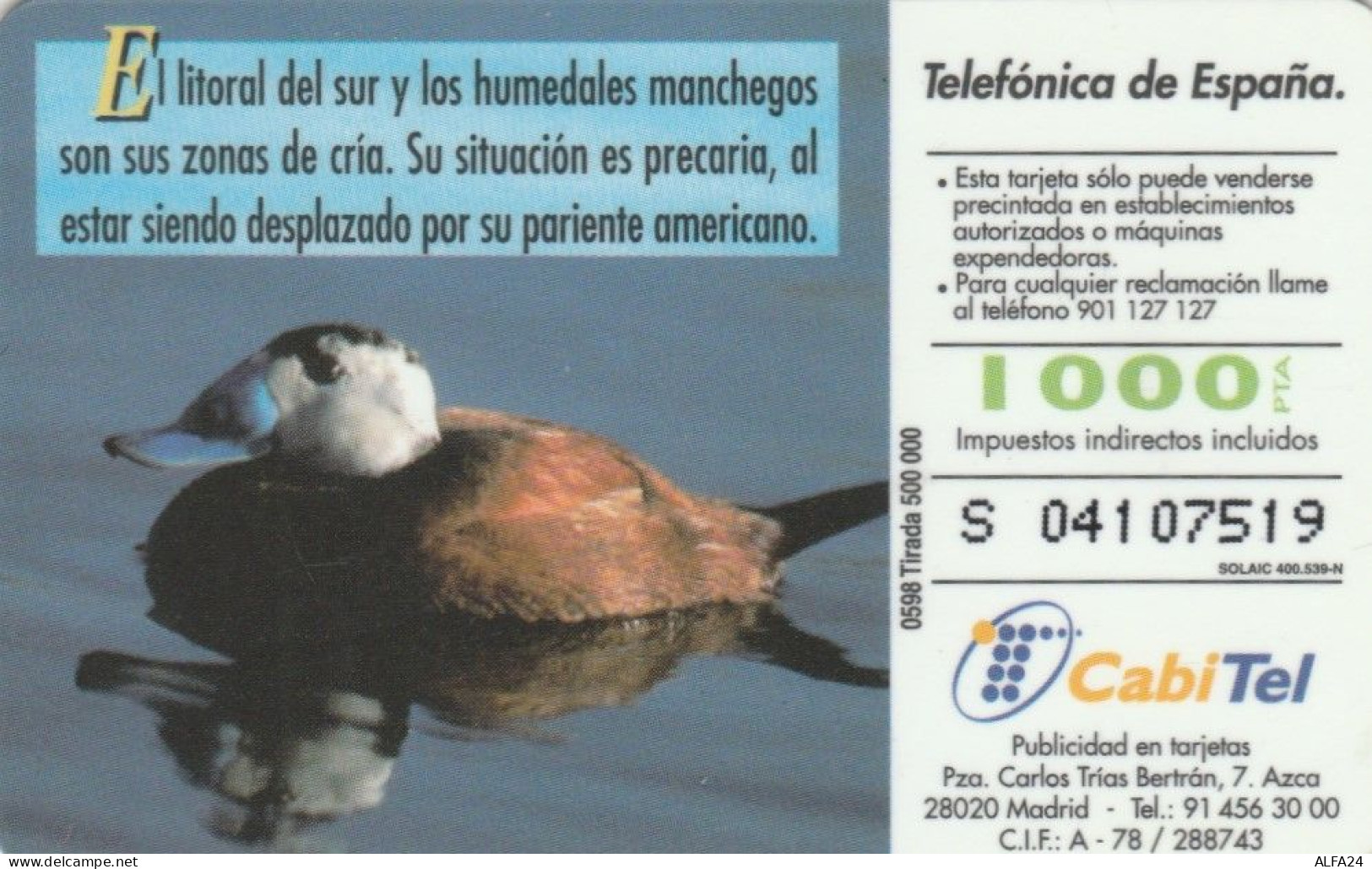 PHONE CARD SPAGNA FAUNA IBERICA (CK7084 - Emissions Basiques