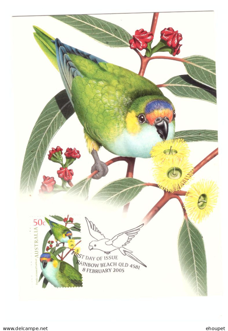 FDC 8 FEVRIER 2005 PUPLE CROWNED LORIKEET - Cartes-Maximum (CM)