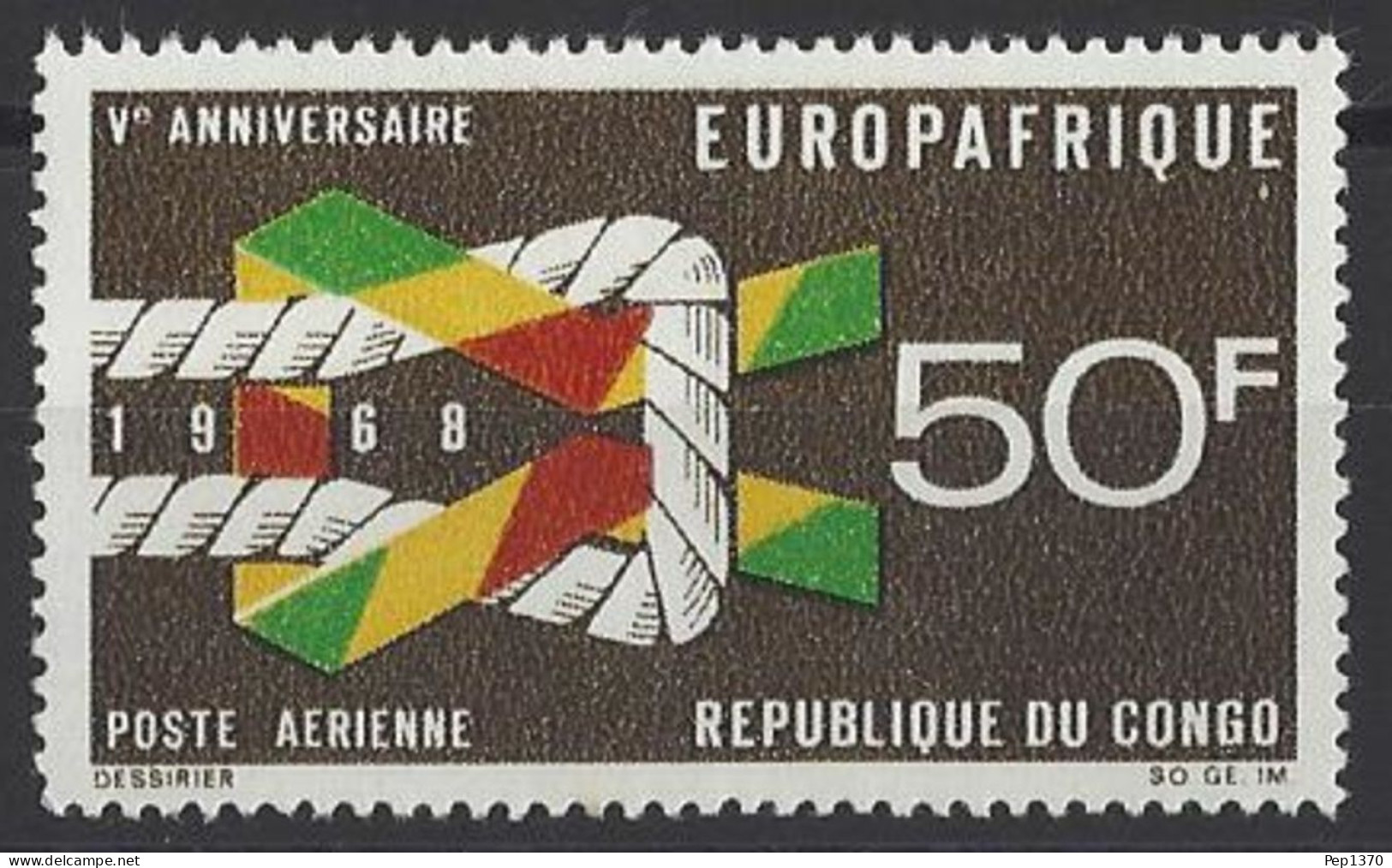 REPUBLICA DEL CONGO 1968 - EUROPAFRICA - YVERT AEREO 70** - Mint/hinged