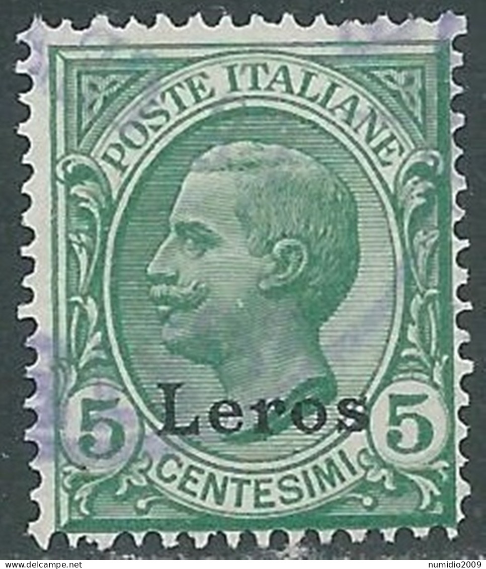 1912 EGEO LERO USATO EFFIGIE 5 CENT - I35-2 - Egée (Lero)