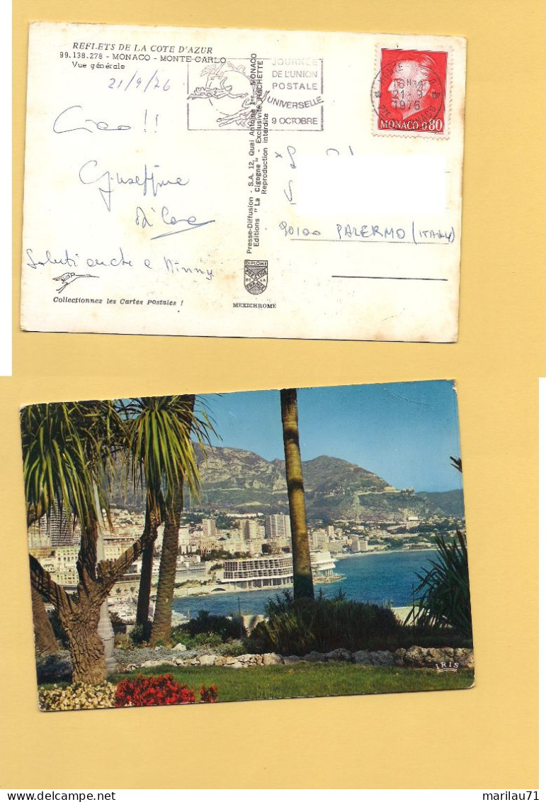 12227 PRINCIPATO DI MONACO 1976 Stamp 80c Isolato Card Unione Postale UNiversale ANNULLO - Covers & Documents