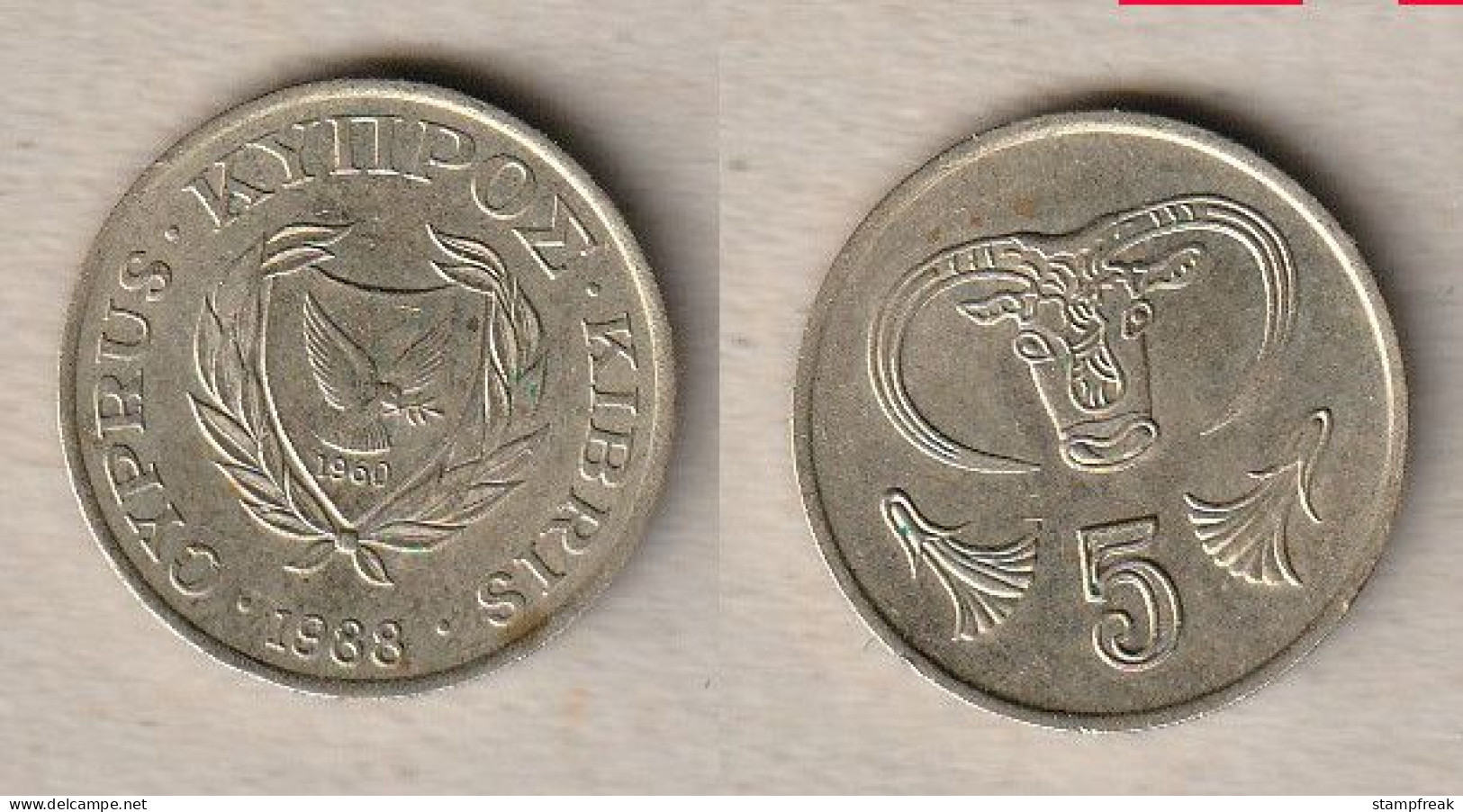 00639) Zypern, 5 Cents 1988 - Chypre