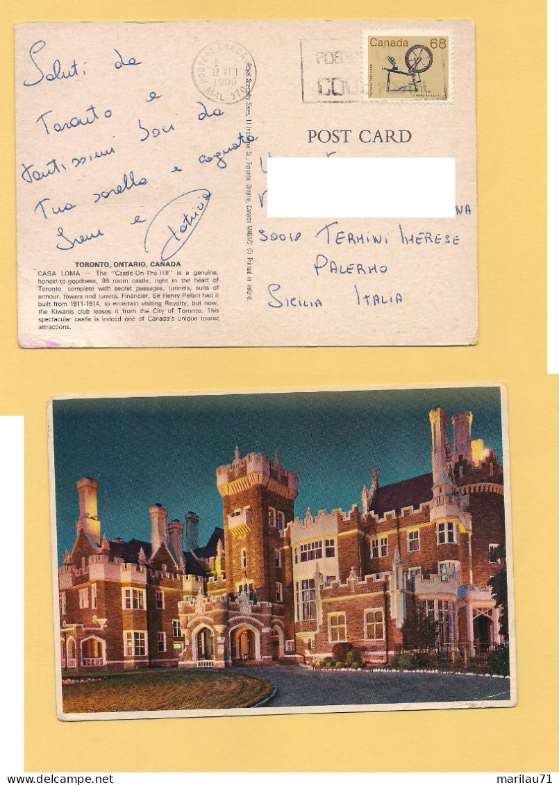 12308 CANADA 1986 Isolato Stamp TORONTO Card To Italy - Lettres & Documents