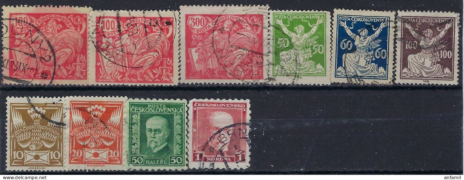 Czeckoslovakia, 1920, 1926, 1930, Scott# 66, 68, 72, 73, 76, 78, 116, 170; 10 Old Stamps, Used - Neufs