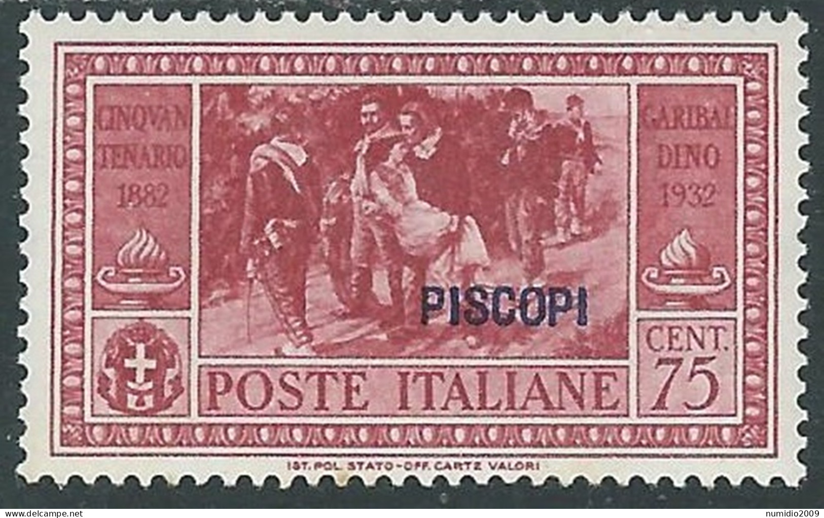 1932 EGEO PISCOPI GARIBALDI 75 CENT MH * - I45-9 - Egée (Piscopi)