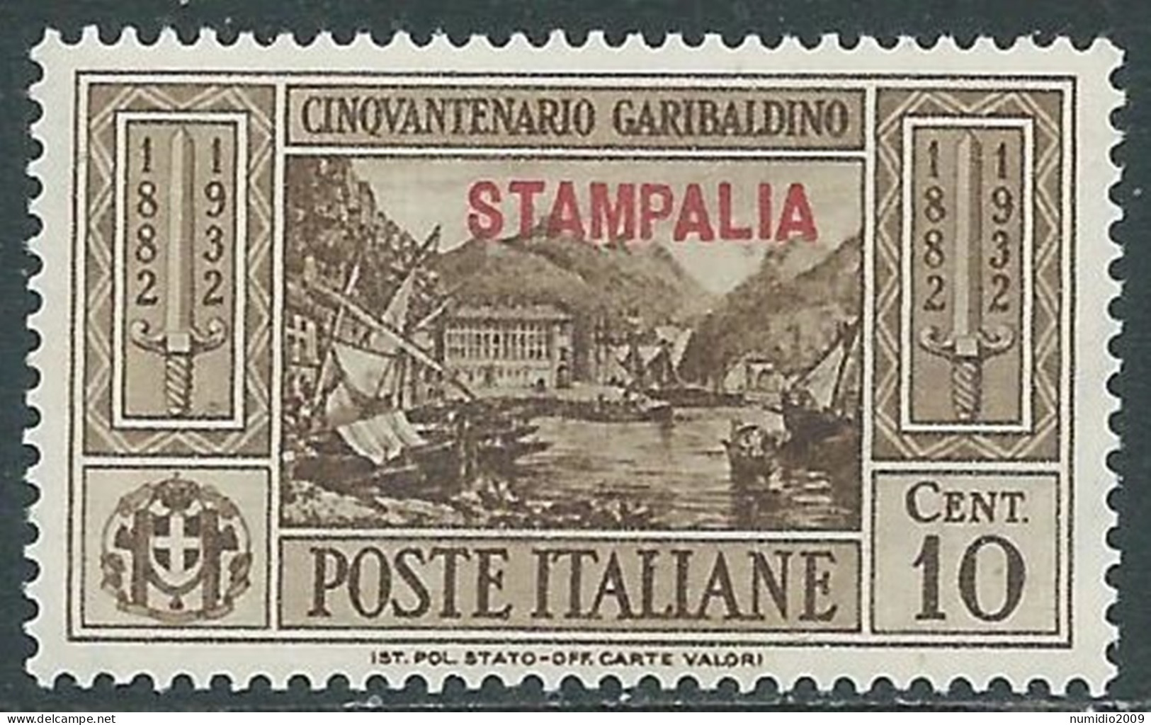 1932 EGEO STAMPALIA GARIBALDI 10 CENT MNH ** - I31-4 - Aegean (Stampalia)