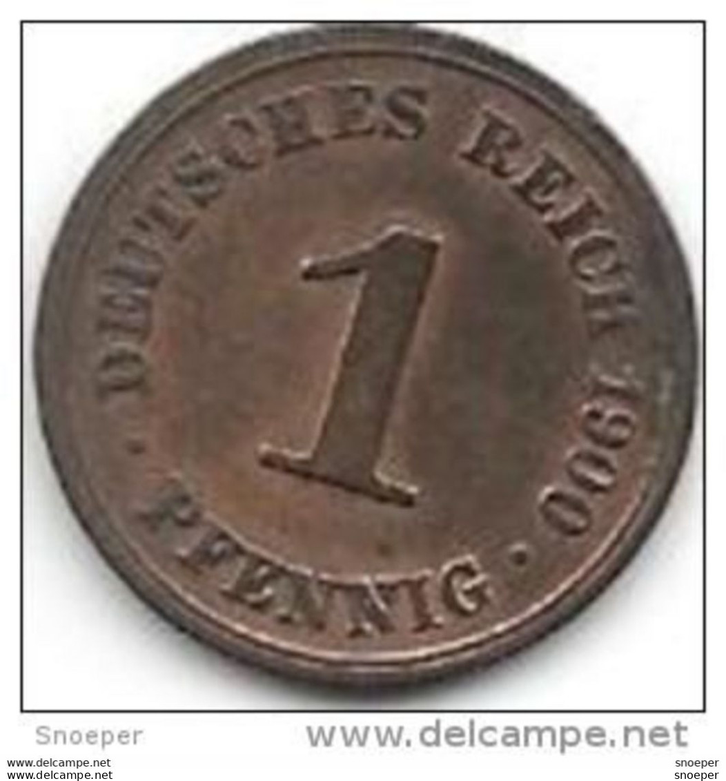 Empire 1 Pfennig 1900  A Km 10    Xf - 1 Pfennig