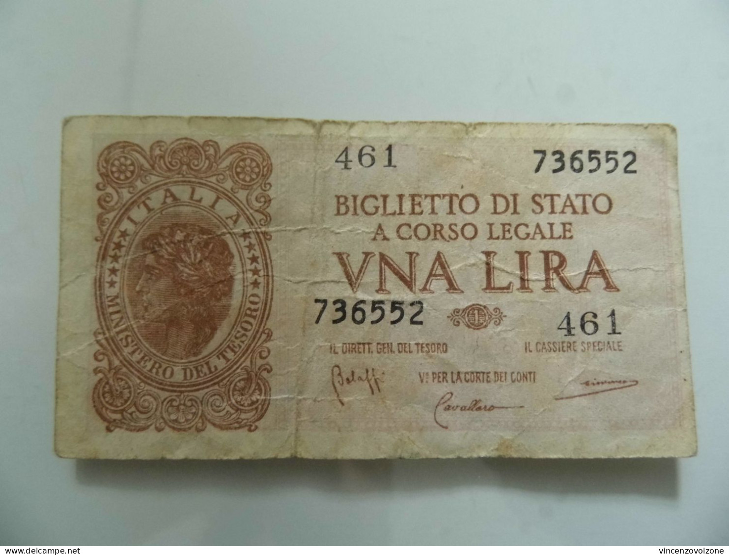 "BIGLIETTO DI STATO A CORSO LEGALE UNA LIRA" 1944 - Autres & Non Classés