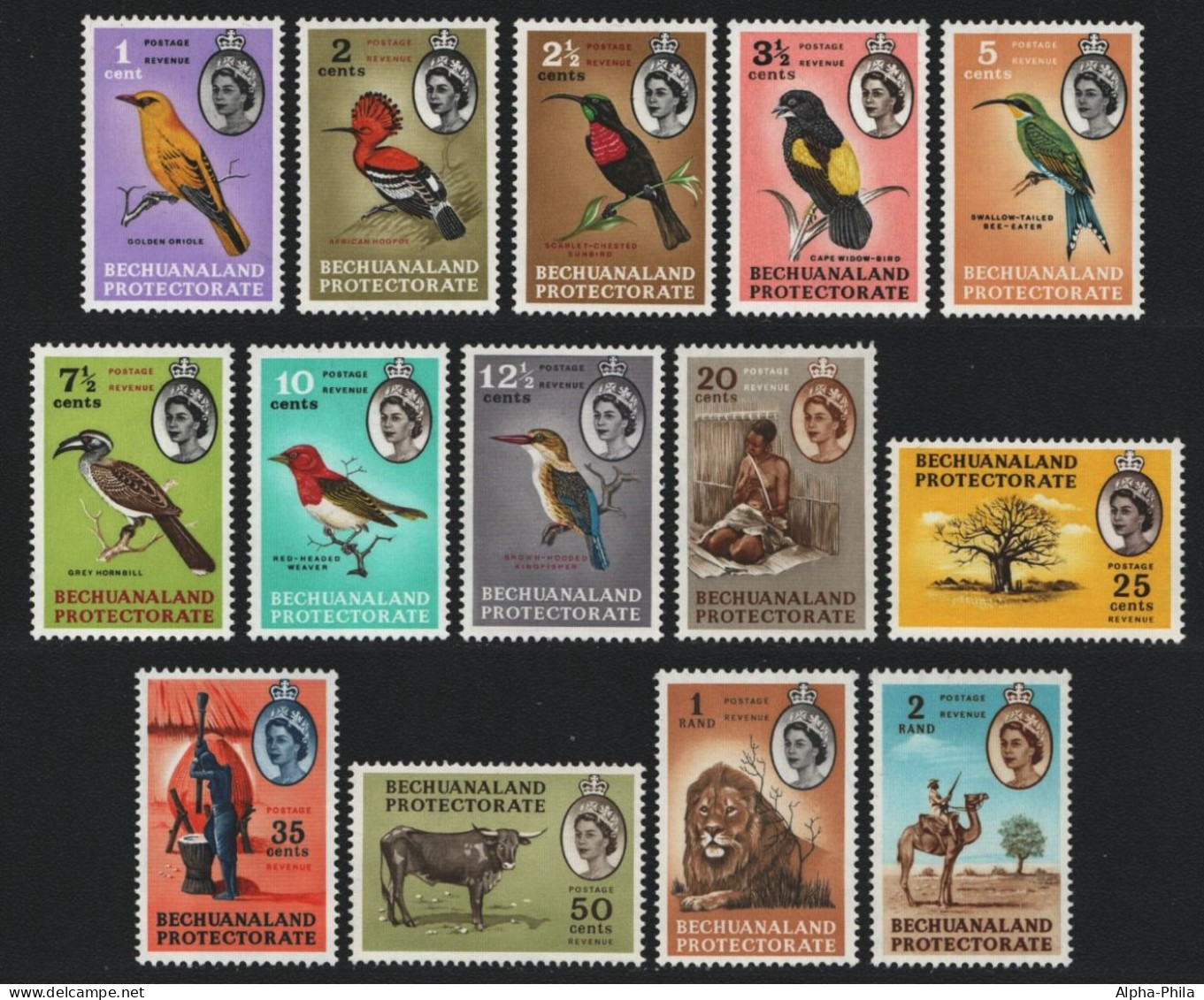 Betschuanaland 1961 - Mi-Nr. 155-168 ** - MNH - Vögel / Birds (I) - 1885-1964 Bechuanaland Protettorato