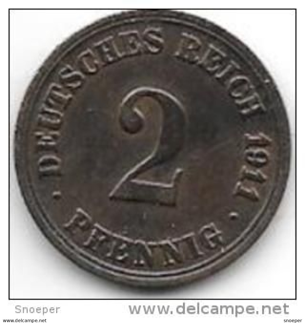 *empire 2 Pfennig 1911  A Km 16   Vf+ - 2 Pfennig