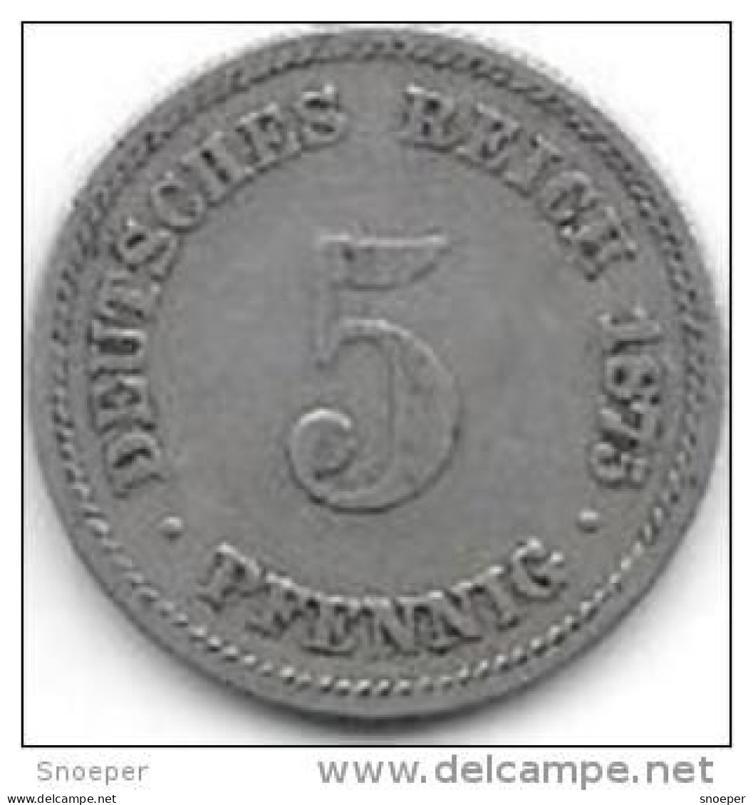 Empire 5 Pfennig 1875  A Km 3   Fr+ - 2 Pfennig