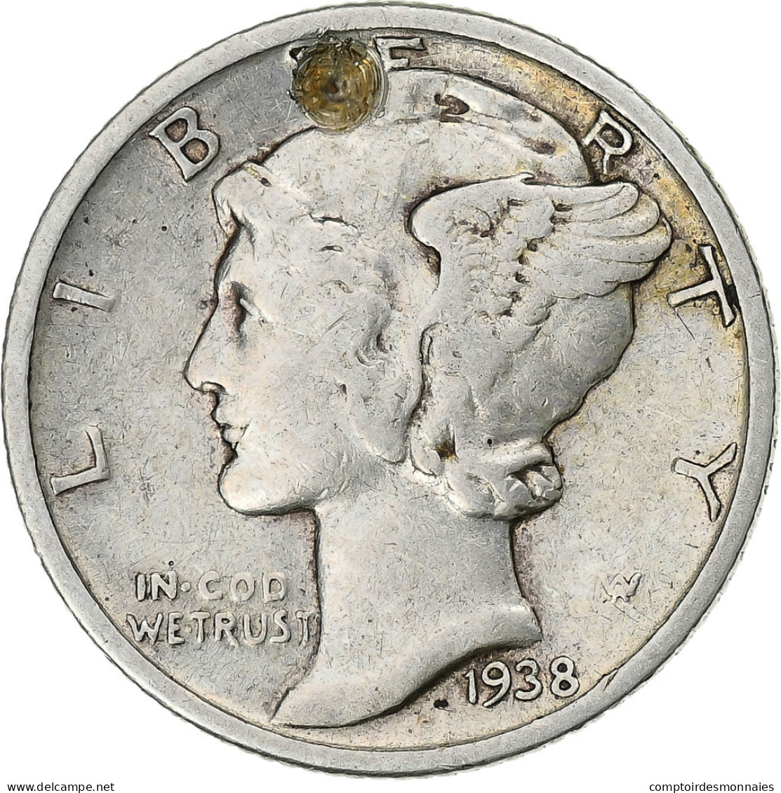 Monnaie, États-Unis, Mercury Dime, Dime, 1938, U.S. Mint, Philadelphie, TB - 1916-1945: Mercury (Mercurio)