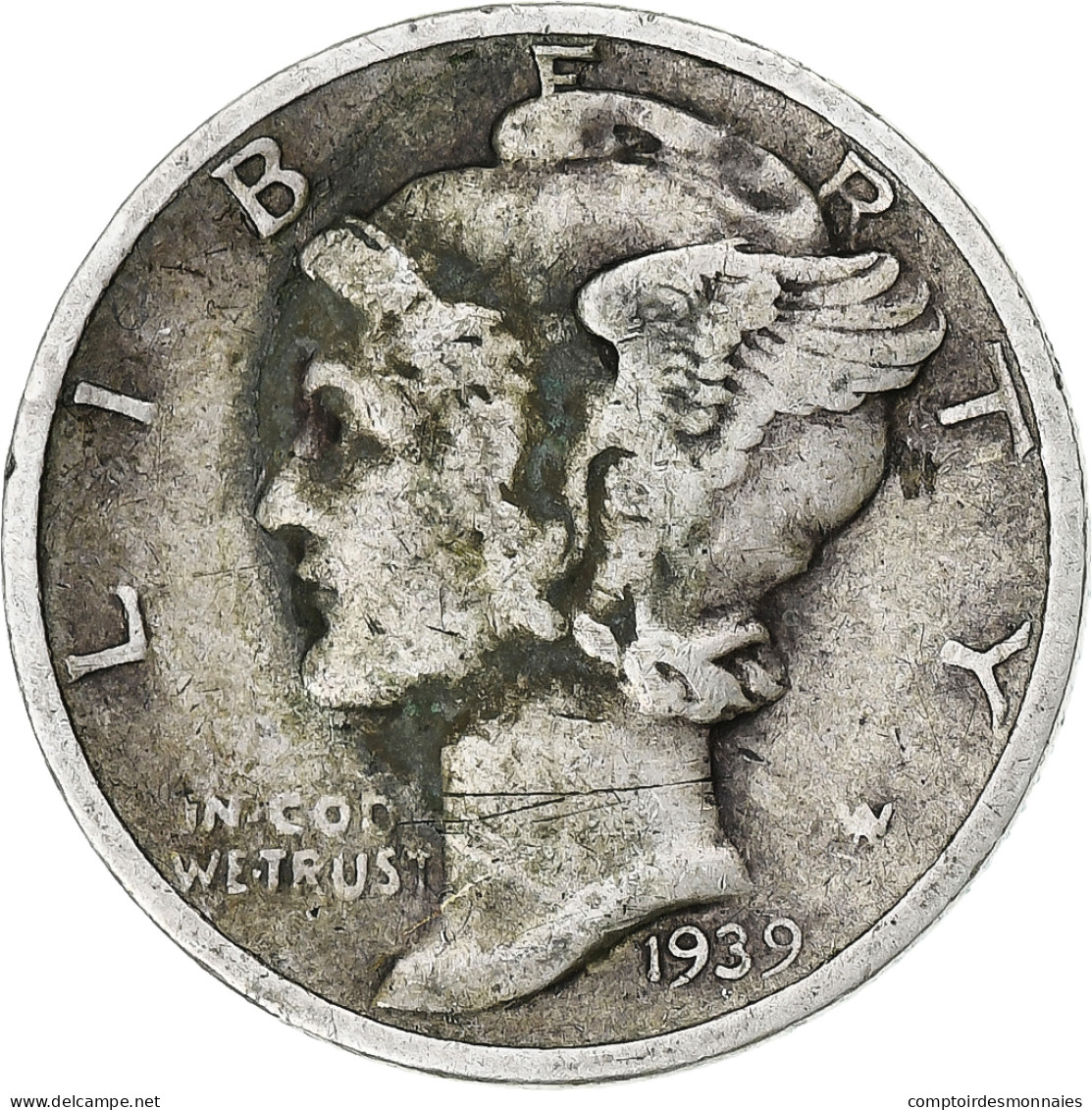 Monnaie, États-Unis, Mercury Dime, Dime, 1939, U.S. Mint, Denver, TTB, Argent - 1916-1945: Mercury