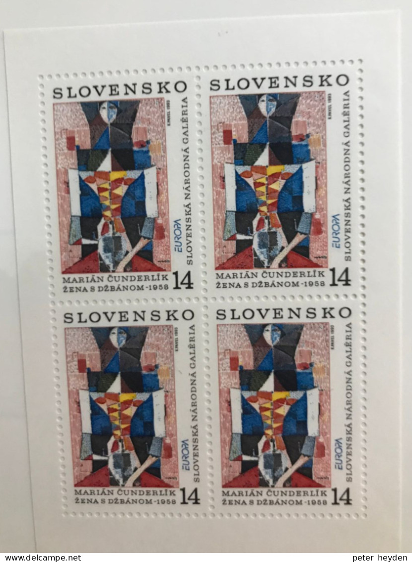 Europa CEPT 1993 Slovakia Slowakei ** MNH Sheetlet Kleinbogen ~ Comtemporary Art Modern Paintings - Unused Stamps