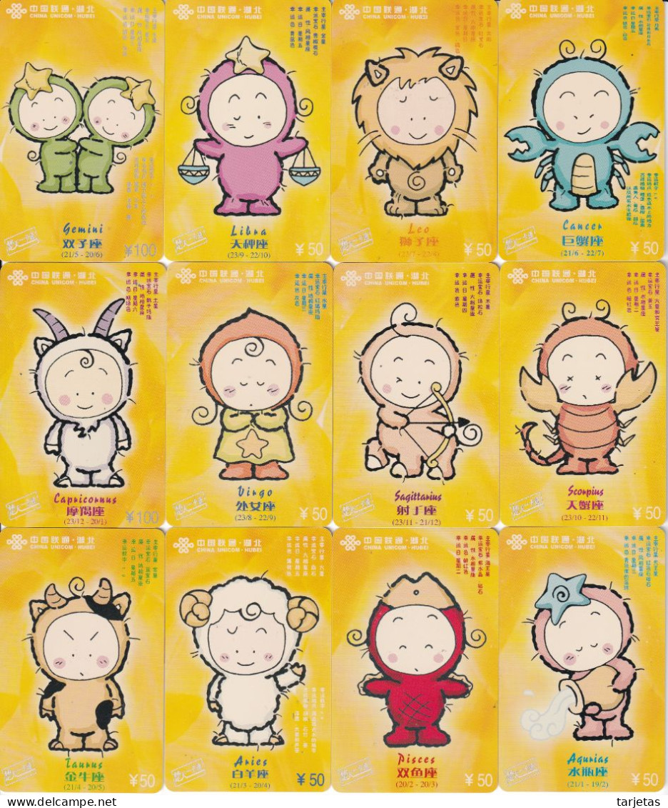 SERIE COMPLETA DE 12 TARJETAS DE CHINA DE HOROSCOPOS (ZODIACO-HOROSCOPO) - Zodiac