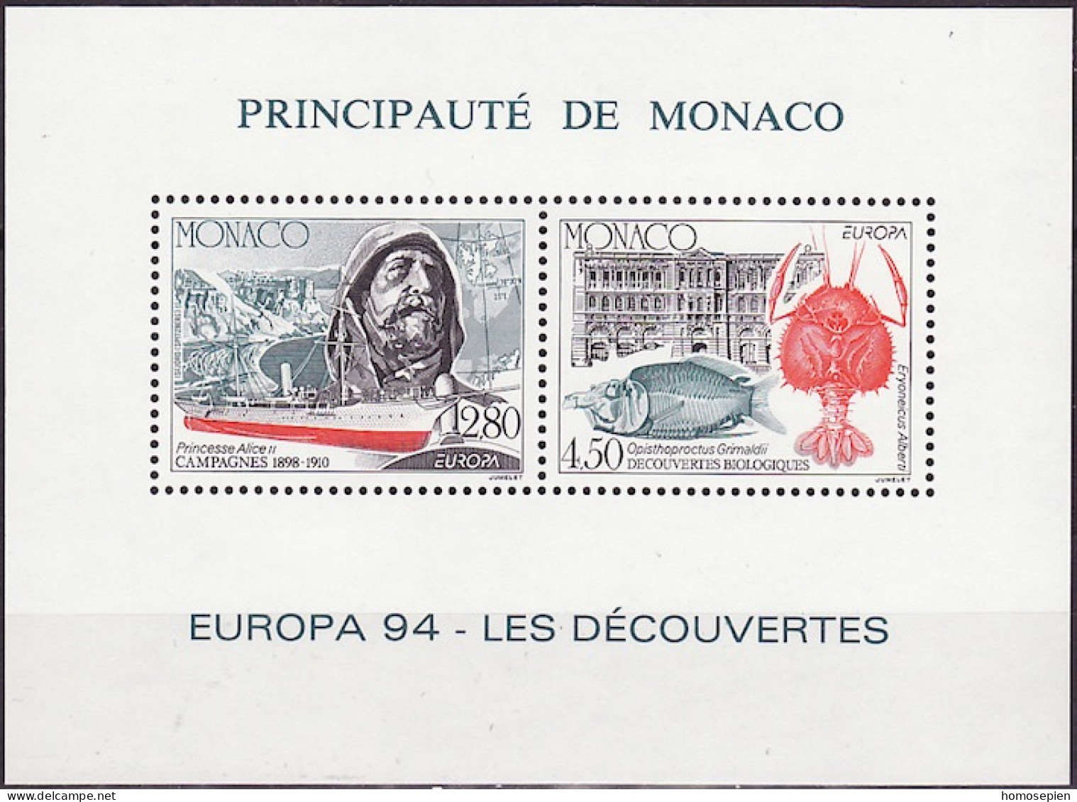 Monaco épreuve 1994 Y&T N°EL1935 à 1936 - Michel N°DP2178 à 2179 *** - EUROPA - Covers & Documents