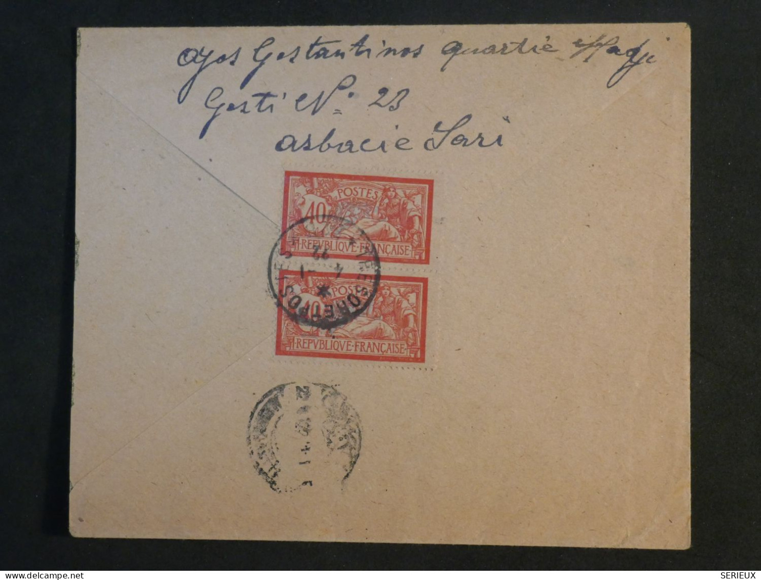 DE0 SYRIE   BELLE LETTRE  1922   A L HOTEL PALACE D ALEXANDRIE   +PAIRE DE MERSON AFF. INTERESSANT + - Cartas & Documentos