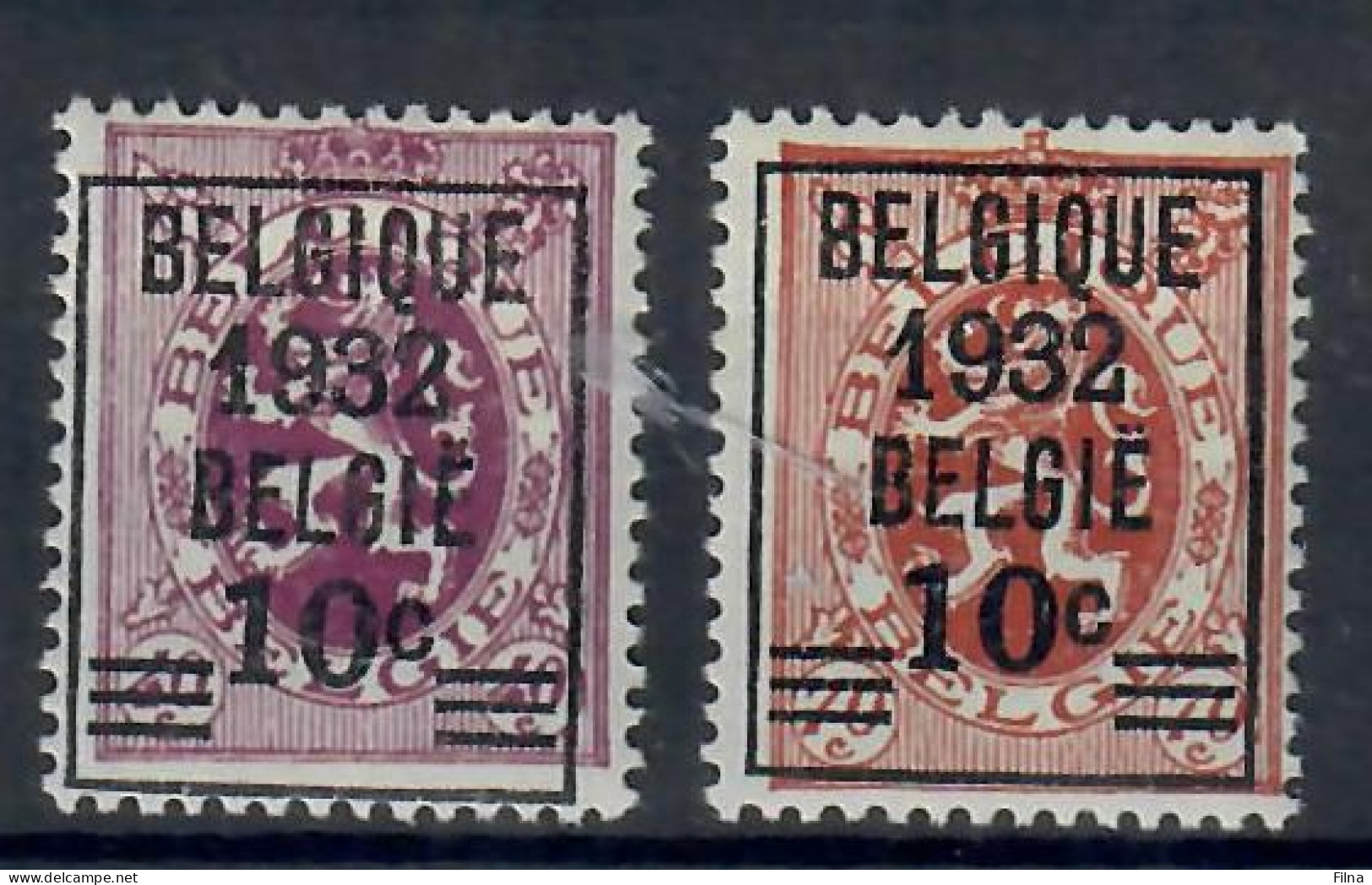 BELGIO 1932 LEONE ARALDICO SOPRASTAMPATI  MH/* - 1929-1937 Heraldieke Leeuw