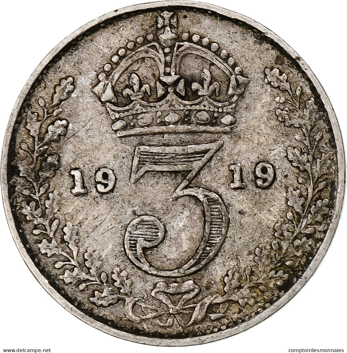 Monnaie, Grande-Bretagne, George V, 3 Pence, 1919, TTB, Argent, KM:813 - F. 3 Pence