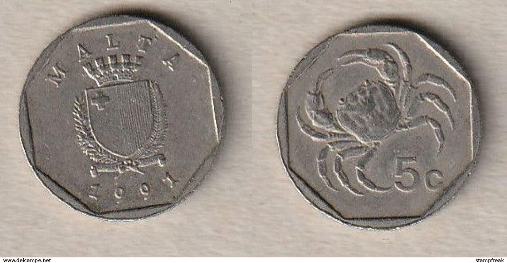 00624) Malta, 5 Cents 1991 - Malte