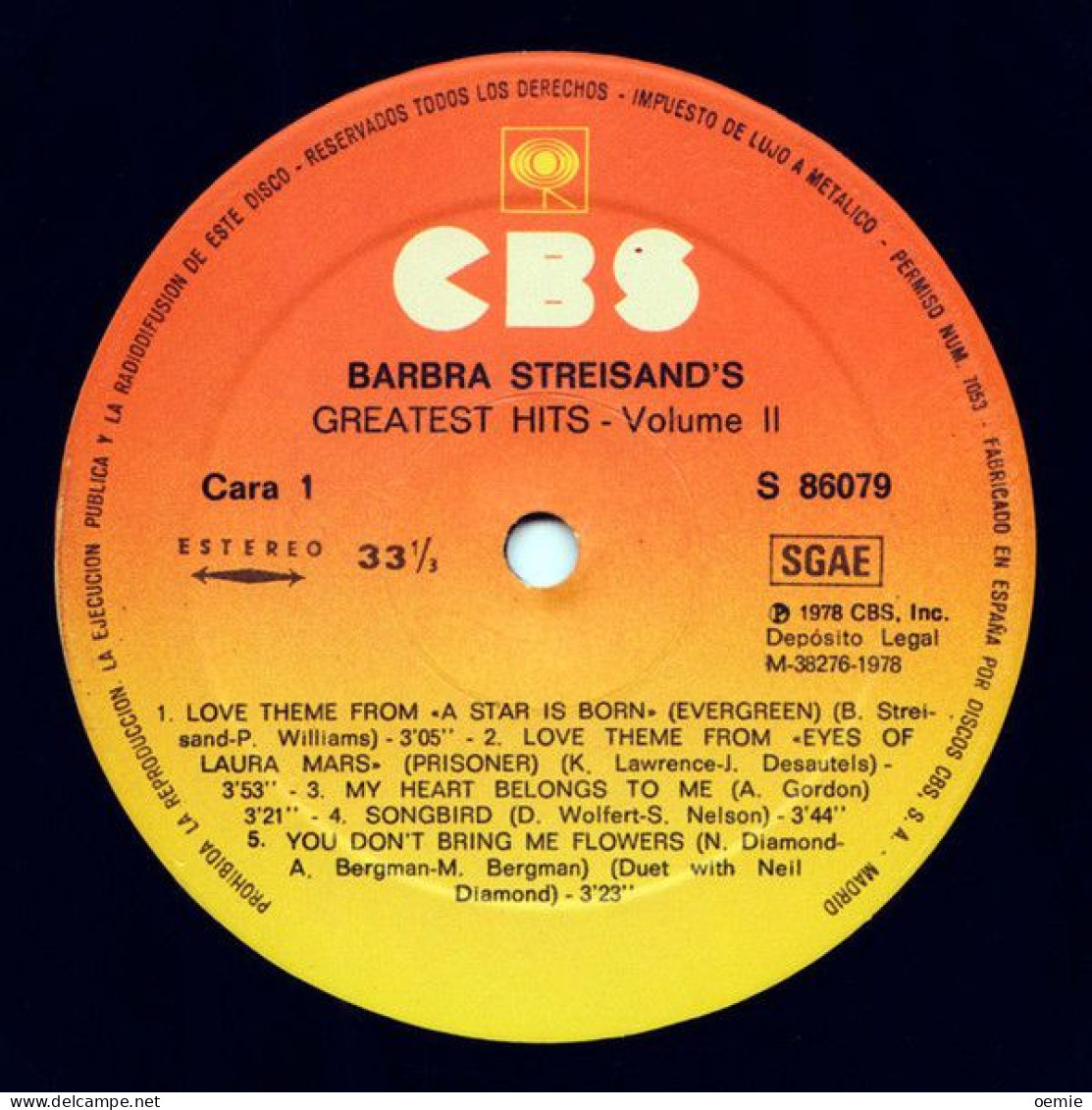 BARBRA  STREISAND  °°  GREATEST HITS VOLUME 2  °°  PRESSAGE ESPAGNE - Sonstige - Englische Musik