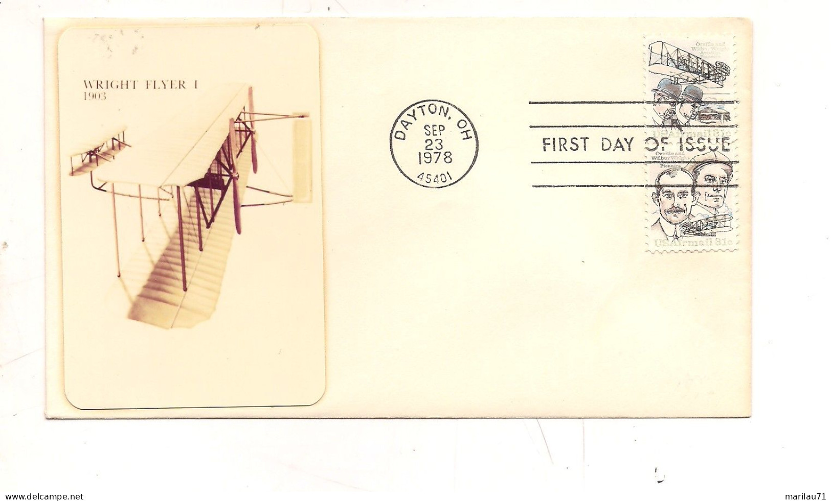 GM454 USA 1978 FDC AVIAZIONE WRIGHT FLYER DAYTON - Omslagen Van Evenementen