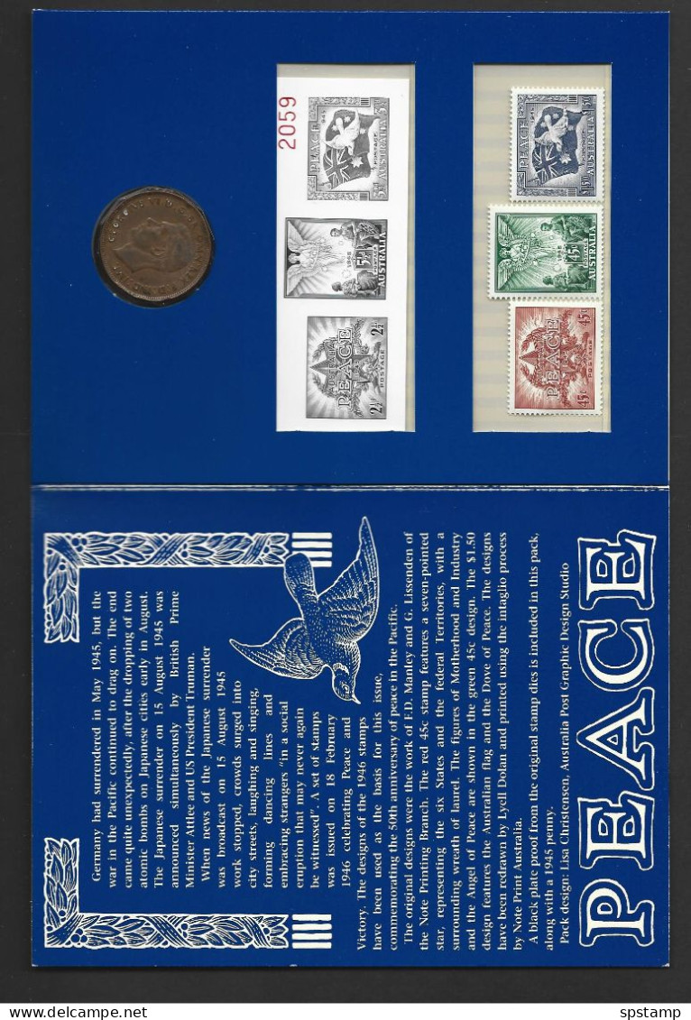 Australia 1995 WWII Peace Anniversary Set Of 2 Packs Including Penny Proof Pack In Original Outer - Presentation Packs