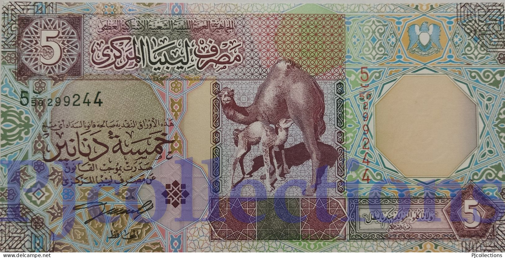 LIBYA 5 DINARS 2002 PICK 65a UNC - Libyen