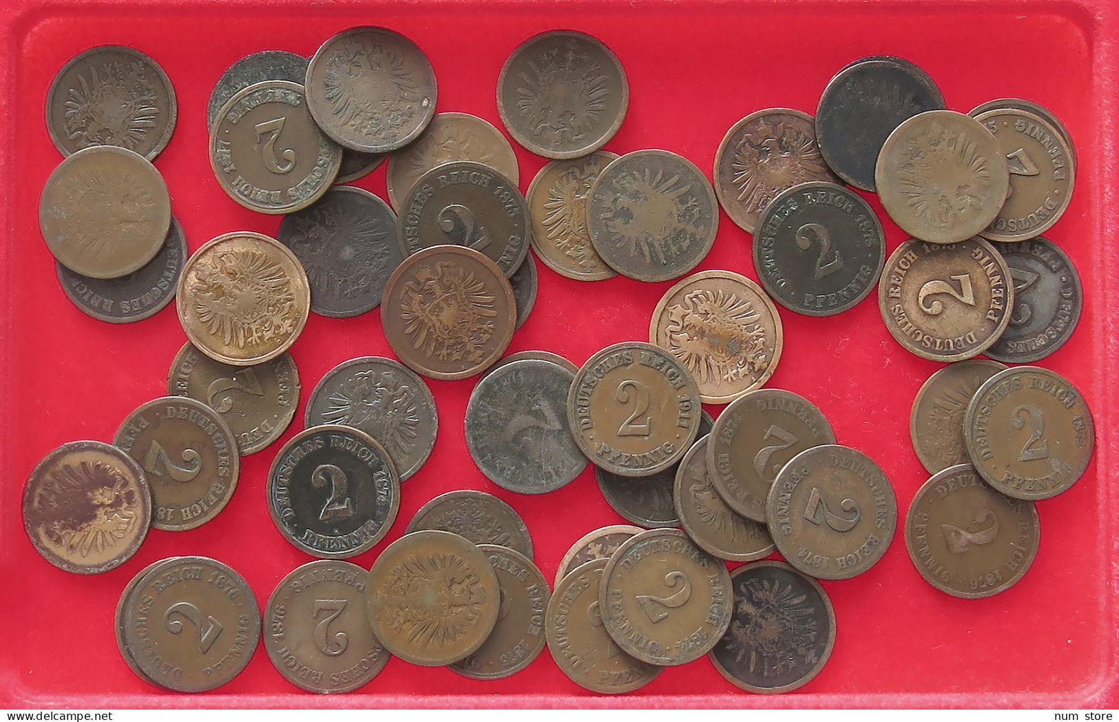 COLLECTION LOT GERMANY EMPIRE 2 PFENNIG 1874-1876 51PC 163G #xx40 0489 - Collections