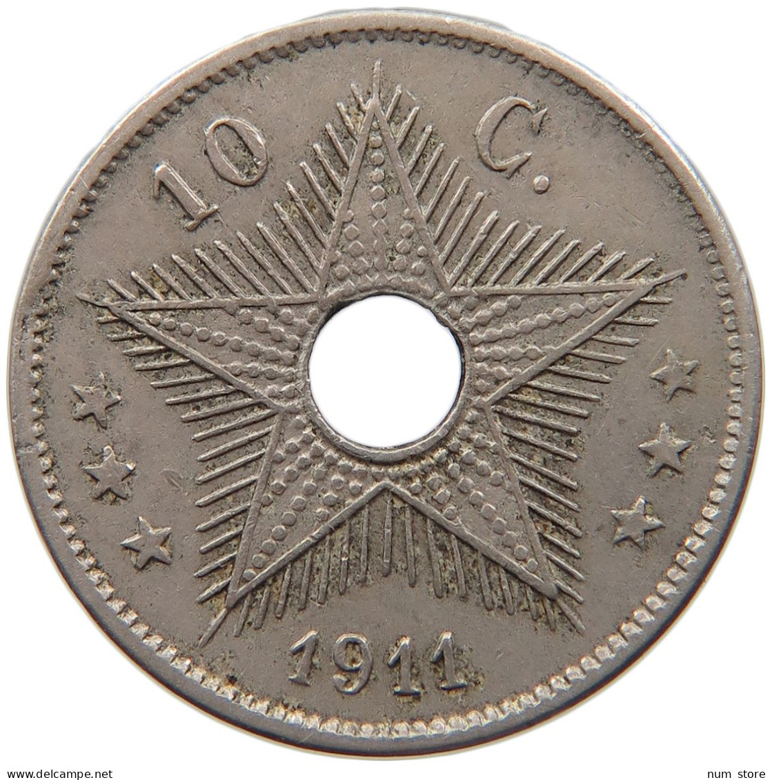 BELGIAN CONGO 10 CENTIMES 1911 #s087 0449 - 1910-1934: Albert I