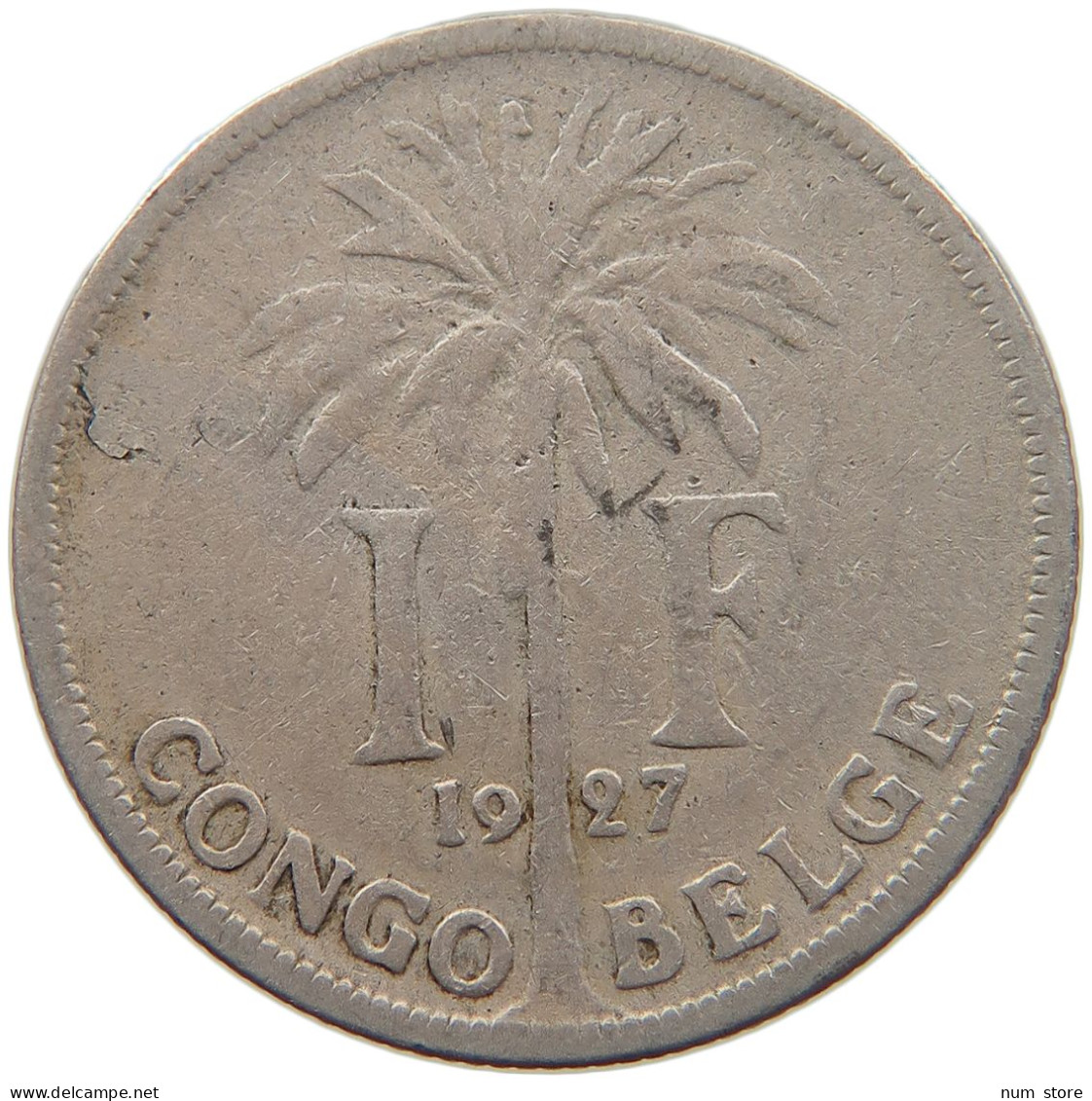 BELGIAN CONGO 1 FRANC 1925 #s086 0387 - 1910-1934: Albert I.